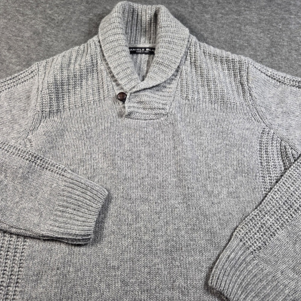 Daniele Blasi Sweater Mens Medium Wool Blend Shawl Collar Pullover Knit Italy